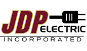 JDP Electric Incorporated logo. "JDP" is maroon with the rest of the characters in black
