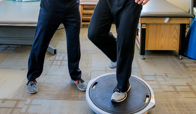 standing on a balance board