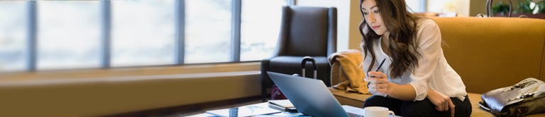 woman working on a laptop